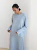 Suéter de tricô feminino com gola redonda, espesso, para outono e inverno, estilo cruzado russo e europeu/americano, versátil, para usar como peça externa
