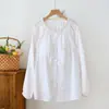 Pijama de Gasa de Algodón de Bambú para Mujer, Parte Superior Redonda, Delgado, de una Sola Pieza, Cárdigan con Almohadilla en el Pecho, Manga Larga, Ropa de Casa, Primavera y Verano, Suave