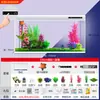 Nuevo Estilo Acuario Mediano para Peces Tanque de Peces de Vidrio Dorado para Peces Dorados con Gabinete, de Pie en el Suelo para Sala de Estar, para Personas Perezosas, Sin Cambio de Agua