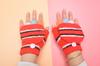 Guantes de felpa para niños, nuevos de otoño e invierno, cálidos y gruesos, de dibujos animados, de doble propósito, con medio dedo, para escribir a bebés.