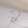 Anillo de Plata de Ley S999 de Shenzhen Mariposa para Mujer Simple Moda Diseño de Nicho Sentido de Lujo Ligero Anillo de Comida Plata para Pie Anillo Abierto