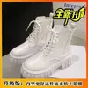 Botas Curtas Versáteis Doces Descoladas Botas Biker Que Fazem as Pernas Parecerem Mais Longas Botas Tendência 2026 Novo Modelo Botas Martin Pretas para Mulheres com Solas Grossas e Zíper Lateral