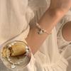 Pulseira de Contas Quadradas Geométricas para Mulheres Estilo Coreano Elegante Estilosa Criativa Pulseira Banhada a Prata S925 Ins Nicho Mão