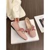 Sapatos Femininos com Aumento de Altura, Sapatos Rosa Mary Jane Peludos, Calçados Femininos para Outono e Inverno 2026, Sapatos Quentes de Algodão com Laço e Pérolas