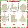 30 Adornos de Madera para Árbol de Navidad en 6 Formas Diferentes, Manualidades DIY, Etiquetas de Regalo y Colgantes para Decoración de Árbol de Navidad