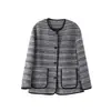Jaqueta Curta Casual de Gola Redonda e Manga Longa Estilo Chanel para Mulheres, Nova Coleção Outono/Inverno 2026 Vintage Elegante Solta Emagrecimento Top