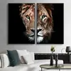Pintura Mural Poster Lienzo Primer Plano Mitad León Arte de Pared Dormitorio Sala de Estar Pintura Decorativa Moderna