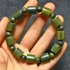 Pulsera Natural de Sándalo Verde Argentino 108 Cuentas de Círculo Único Cuentas Cuadradas Cuentas de Bambú Agujeros Pequeños de Precisión para Hombres y Mujeres