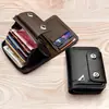 Portatarjetas Plegable Antidesmagnetización Nuevo para Hombre Billetera de Doble Botón Bolso de Almacenamiento de Tarjetas y Monedas de Gran Capacidad de Moda