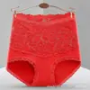 Ropa Interior Sexy de Encaje Rojo para Mujer con Bordado de Encaje Sin Costuras Tallas Grandes de Mujer Malla de Cintura Alta Bragas Fabricante