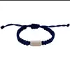 Pulsera Rectangular Tejida de Acero Inoxidable Grabable para Pareja Pulsera de Acero de Titanio Personalizada de Moda Hecha a Mano