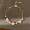 Pulsera de corazón con cuentas de circonita chapada en oro real de 18 quilates para mujer, pulsera de nicho de lujo ligero de alta gama, joyería exquisita y versátil
