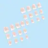 Uñas Portátiles de Estilo Suave, Fresco y Sencillo, Uñas Postizas Rosas y Blancas con Degradado Más Vendidas Transfronterizas, Set de 24 Pegatinas para Uñas Terminadas