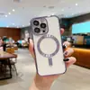 Adequado para Capa de Celular Magnética Magsafe Galvanizada Apple 17, Compatível com iPhone 15 com Película Protetora de Lente Embutida