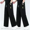 Pantalones de Seda de Hielo de Secado Rápido para Hombre, Verano Finos de Pierna Recta Frescos Transpirables Sueltos Talla Grande para Correr al Aire Libre Deportes Pantalones Largos
