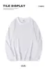 Camiseta de manga longa pesada 260g masculina de algodão para usar por baixo, solta, plus size, algodão penteado, clássica, manga longa, preto e branco