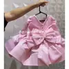 Vestido de Primera Cumpleaños Rosa de Lujo Ligero para Bebé Niña con Lazo Grande, Dulce Vestido de Princesa, Vestido de Niña con Falda Voluminosa