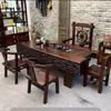 Conjunto de Mesa de Chá em Madeira de Barco Antiga com Cadeiras, Toda em Madeira Maciça, Nova Mesa de Chá Estilo Chinês para Escritório e Uso Doméstico