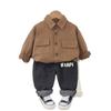 Roupas de primavera para meninos estilo coreano, conjunto de duas peças casual de dois bolsos para bebês, estilo ocidental, primavera e outono, roupas para meninos