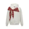 2025 Nuevo Otoño Dulce Estilo Preppy Holgado Chal a Cuadros con Capucha Sudadera de Manga Larga Superior Sudadera Casual