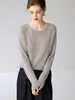 Suéter redondo 100% cashmere para mulheres, novo outono e inverno, cor sólida, pulôver solto, peça de tricô