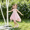 Vestido de Niña Verano Nuevo Estilo 2026 Lazo de Satín Falda de Tirantes Irregular Falda Estilo Princesa para Niños