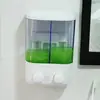 Dispensador de jabón para pared sin taladro, fijación sin rastro, dispensador de champú y gel de ducha tipo prensa para hotel para baño