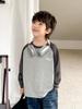 Camiseta de Manga Larga Estilosa de Algodón Puro Estilo Raglán para Niños, Nueva Colección Primavera y Otoño 2026 de Haima, Ropa Estilo Coreano para Niños