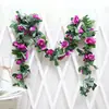 Venda por Atacado de Trepadeiras Artificiais de Rosas Transfronteiriças para Batentes de Portas, Tubulações de Ar Condicionado, Arcos de Casamento, Folhagens, Flores Artificiais, Peônias