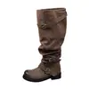Botas Altas Hasta la Rodilla Duidui 2026 con Tacón Grueso para Mujer, Botas de Motocicleta a la Moda, Botas de Caña Alta con Aspecto Vintage, Caña Ancha, Efecto Adelgazante, Diseño de Pliegues Otoñal