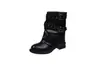 Hebilla de Cinturón de Chica Picante Americana Botas para Pierna de Pantalón Botines Botas de Mujer 2026 Otoño Nueva Llegada Diseño de Nicho Botines Botas Vaqueras