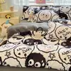 Conjunto de Roupa de Cama de Leite Fleece Estampado de Quatro Peças para Outono e Inverno Lençol de Elástico Quente Espessado Estilo Conjunto de Três Peças para Dormitório de Estudante Roupa de Cama Fofa