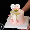 Decoração de Bolo Tulipa Dia dos Namorados Qixi 2026 Cartão de Amor Casal Confissão Vela com Fita