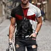 Camiseta de manga corta para hombre europea y americana transfronteriza Amazon Nueva Adolescente Retro Cabeza de Guerrero Camiseta de manga corta fina 3D