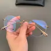 Armazones para Gafas con Forma de Corazón Mike Xinluo para Hombres y Mujeres, Diseño Polygonal sin Montura, Adecuados para Lentes Graduados o de Sol, Titanio Puro Ultraligero, Armazones para Gafas Artísticos Retro