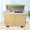 Caja registradora de frutería, mesa integrada para lavar y cortar fruta, acero inoxidable, caja registradora, mesa para bar de frutas, mesa para cortar y combinar
