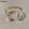 WT-B656 Pulsera de Latón con Sentido de Diseño Hueco Piedra Original Perla Destello Piedra Tianhe Joyería Ajustable