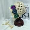 Chapéu oco de flor de crochê artesanal estilo japonês vintage artístico elegante borla pulôver chapéu de malha na moda