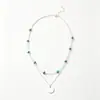 Collar de cuentas turquesas transfronterizo europeo y americano para mujer, collar en capas estilo bohemio de doble capa con colgante de lentejuelas de disco
