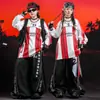 Ropa de Street Dance para Niños Ropa Hip Hop de Moda para Niños Rayas Rojas y Blancas 03 Conjunto de Ropa de Baile Traje de Presentación para Niñas Niños