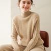 Suéter de cachemira de montaña grueso para otoño e invierno, nuevo suéter holgado para mujer, jersey ajustado de cuello alto y media manga, camisa de punto