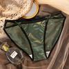 Ropa Interior Sexy Encantadora de Encaje Estilo Francés Cintura Baja Sin Costuras Amor Bordado Malla Lazo Tentación Calzones para Mujer