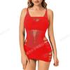Ropa interior sexy de una pieza con abertura en la cadera y parte superior de tubo de malla