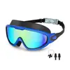 Gafas de natación para adultos con marco grande electrochapado transfronterizo personalizadas para hombres y mujeres, impermeables antivaho de alta definición con tapones para los oídos integrados