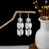 [Selección Premium] Pendientes Estilo Étnico de Minorías Vintage con Plata de Minorías Étnicas, Pendientes Largos Colgantes Florales Estilo Bohemio Único