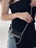 Mini bolso bandolera cuadrado pequeño, bolso para tarjetas, colgante, collar, bolso largo de metal con abrazadera para tarjetas, bolso bandolera plateado con cadena para mujer