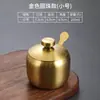 Frasco de Tempero de Aço Inoxidável 304 Coreano Pote de Molho de Pimenta de Cozinha Pote de Sal com Colher Caixa de Tempero Pote Dourado Criativo