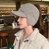 Moda Famosa en Internet Sombrero de Punto de Copa Vacía con Visera de Lengua de Pato para Mujer Otoño e Invierno Cálido Mezcla de Pelo de Conejo Sombrero Deportivo Sombrero Coreano Protector de Orejas