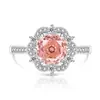 Anillos de Gemas de Colores Cortadas en Rosa de Venta Caliente en Transmisión en Vivo para Mujeres, Joyería de Diamantes de Alto Carbono Padparadscha Super Brillante, Dropshipping Transfronterizo