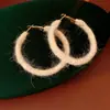 Pendientes Redondos Tejidos a Mano con Hilo de Lana, Modernos, Sencillos, Retro, Versátiles, Elegantes, de Nicho, de Alta Gama